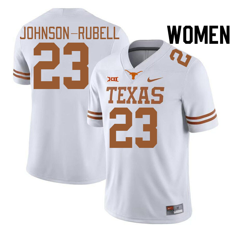 Women #23 Jordon Johnson-Rubell Texas Longhorns College Football Jerseys Stitched-White